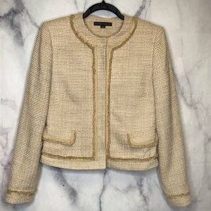 Antonio Melani Beige Cream Tweed Fringe Blazer 6